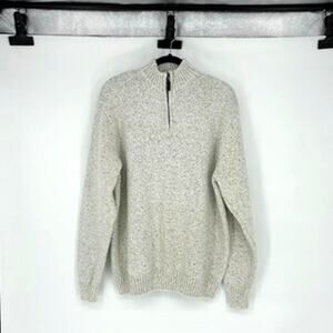 Chaps Men's Cream Heather 1/4 Zip Cotton Blend Sweater - XL - Preppy